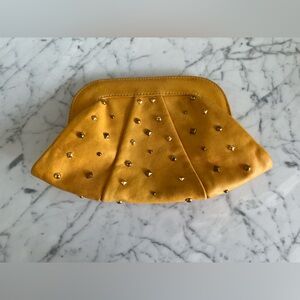 Lauren Merkin Yellow Leather with Gold Accents Clutch